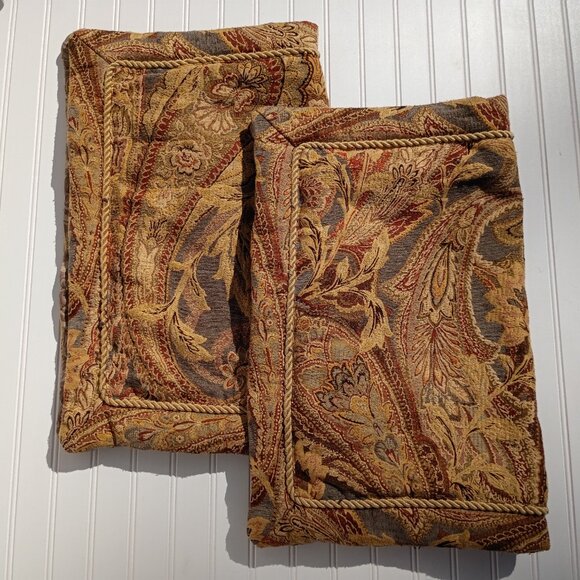 CROSCILL Ashton Pillow Sham Pair Standard Woven Jacquard Brocade Tapestry 20x26 - Picture 1 of 16